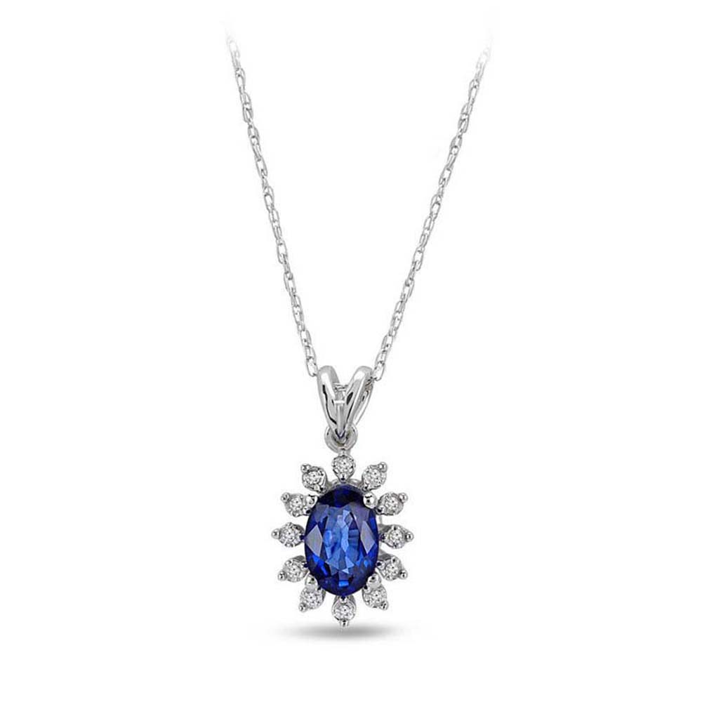 0,57 Karat Pırlantalı Safir Kolye