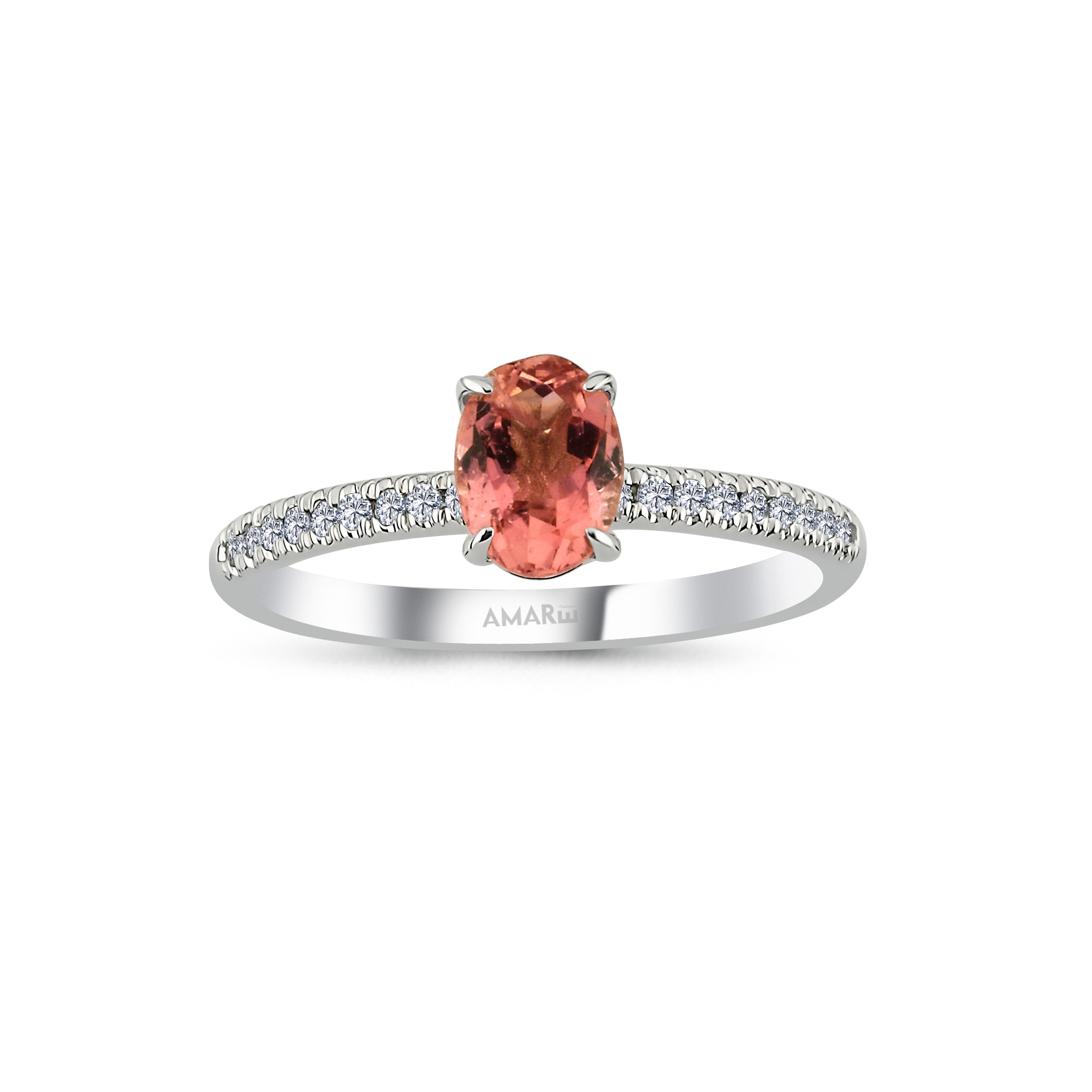 0.98 Karat Pırlantalı Pembe Turmalin Yüzük