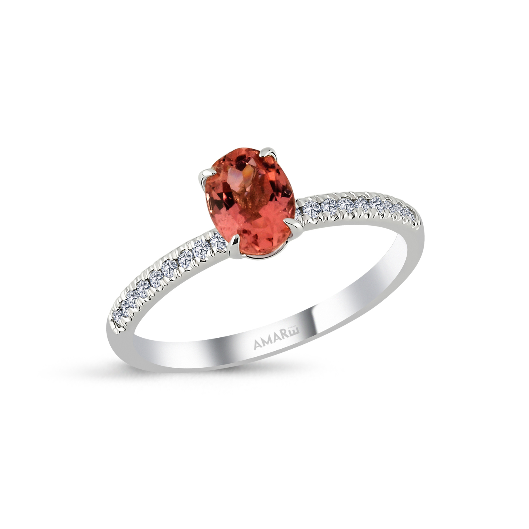 0.98 Karat Pırlantalı Pembe Turmalin Yüzük