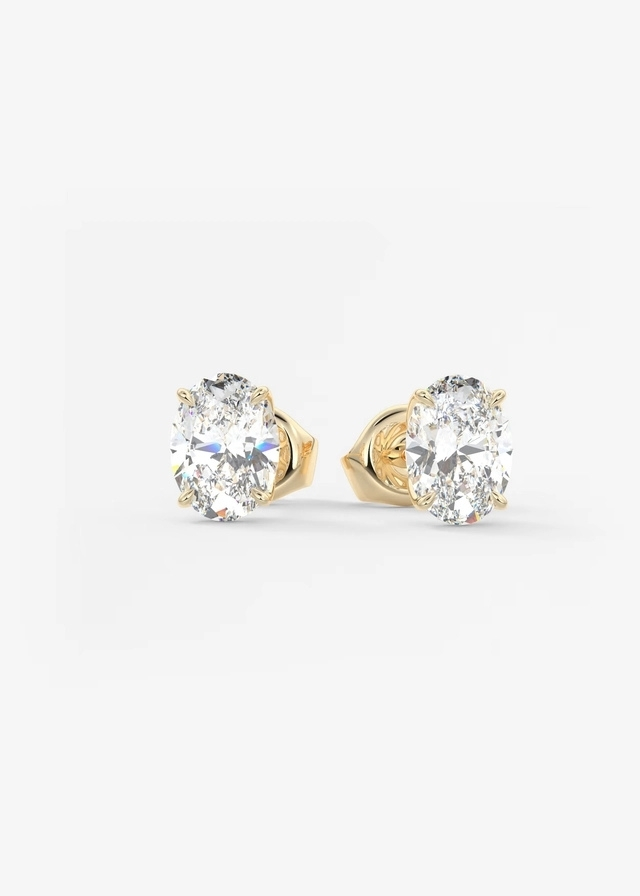 2.00 Karat Klasik Oval Işıltılı Küpe Seti
